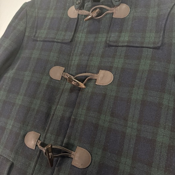 Vintage Polo Ralph Lauren Large Duffle Toggle Coat Jacket Rugby Hood Blackwatch - Picture 2 of 12